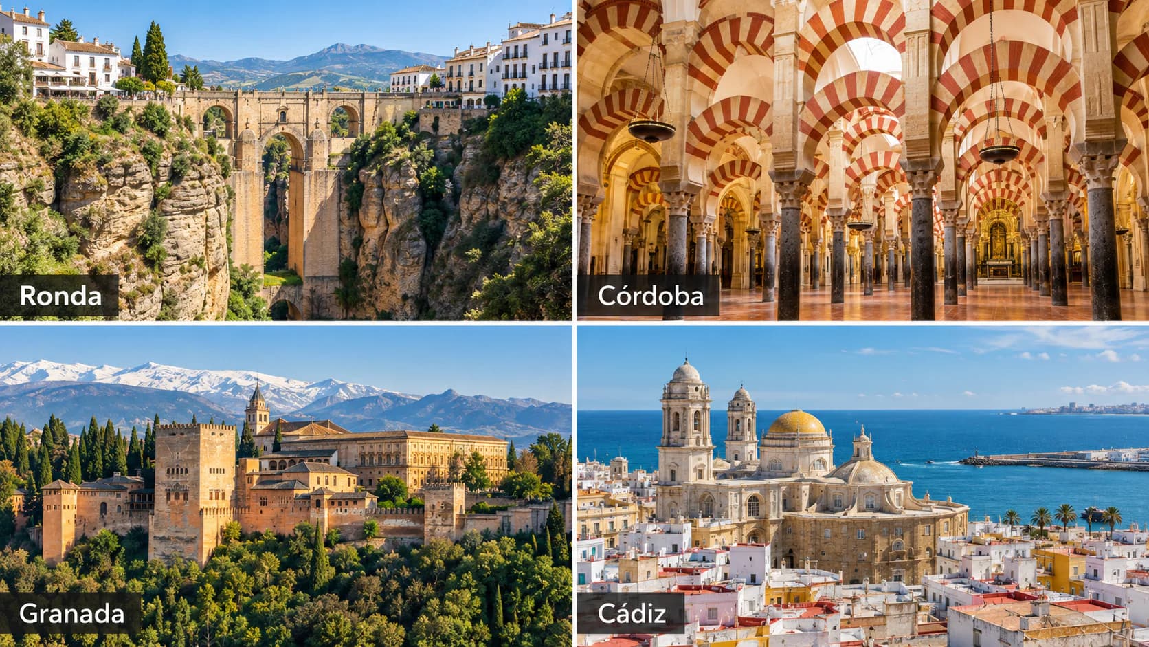 Ronda, Córdoba, Granada and Cádiz as day-trip options from Seville